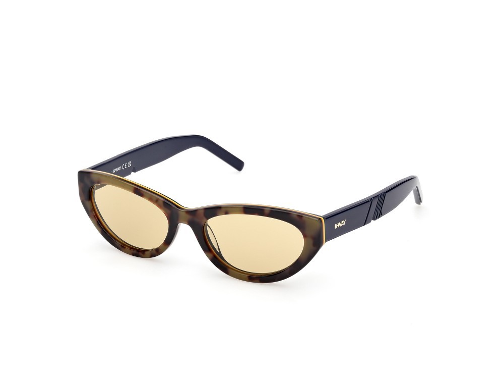 Occhiali da sole K-Way KW0005 (56J) colore avana/monocolore - blu lucido forma cat eye lenti roviex