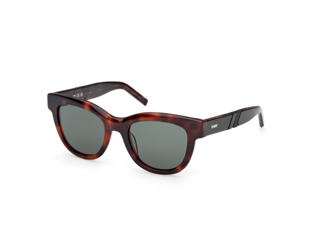 Sunglasses K-Way KW0006 (52N) color avana scura - verde chiaro/avana shape round lenses verde