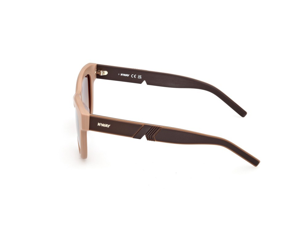 Occhiali da sole K-Way KW0006 (58F) colore beige opaco - marrone chiaro/monocolore forma rotondo lenti marrone sfumato