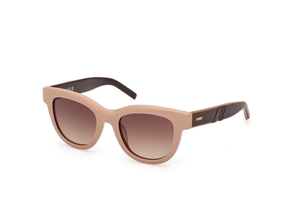 Occhiali da sole K-Way KW0006 (58F) colore beige opaco - marrone chiaro/monocolore forma rotondo lenti marrone sfumato