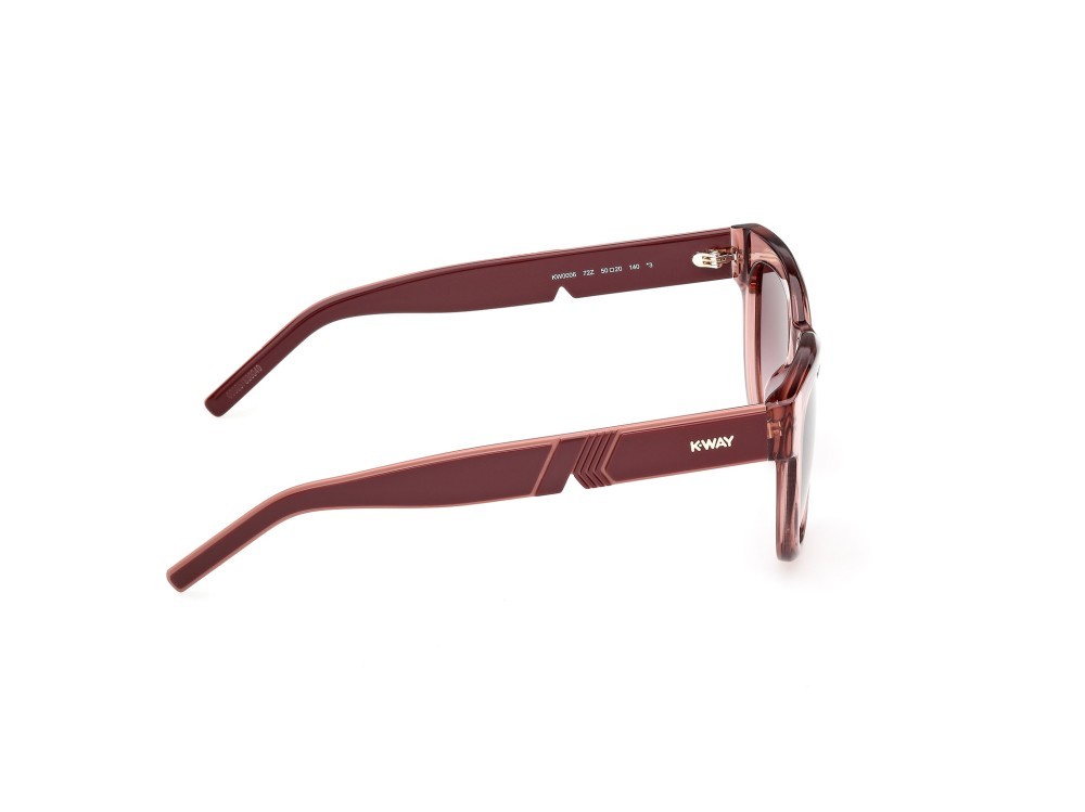 Occhiali da sole K-Way KW0006 (72Z) colore rosa chiaro lucido - bordeaux/monocolore forma rotondo lenti marrone sfumato