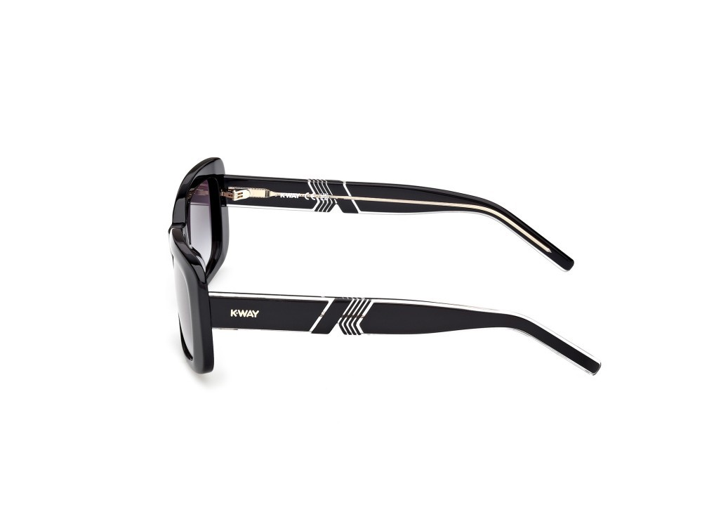 Sunglasses K-Way KW0007 (01B) color nero lucido - nero/cristallo shape rectangle lenses fumo grad.
