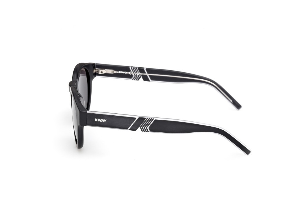 Occhiali da sole K-Way KW0008 (02A) colore nero opaco - nero/cristallo forma rotondo lenti fumo 
