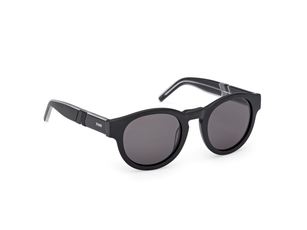 Occhiali da sole K-Way KW0008 (02A) colore nero opaco - nero/cristallo forma rotondo lenti fumo 