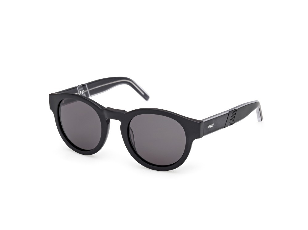 Occhiali da sole K-Way KW0008 (02A) colore nero opaco - nero/cristallo forma rotondo lenti fumo 