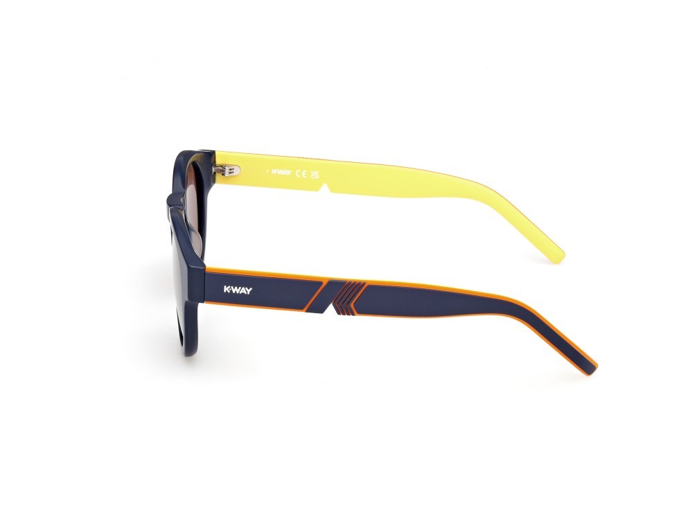 Occhiali da sole K-Way KW0008 (91E) colore blu opaco - blu/monocolore forma rotondo lenti marrone