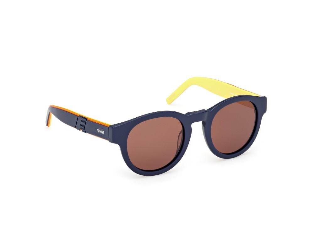 Occhiali da sole K-Way KW0008 (91E) colore blu opaco - blu/monocolore forma rotondo lenti marrone