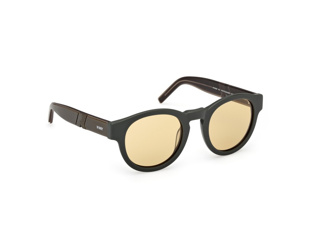 Occhiali da sole K-Way KW0008 (97J) colore verde scuro opaco - verde scuro/monocolore forma rotondo lenti roviex