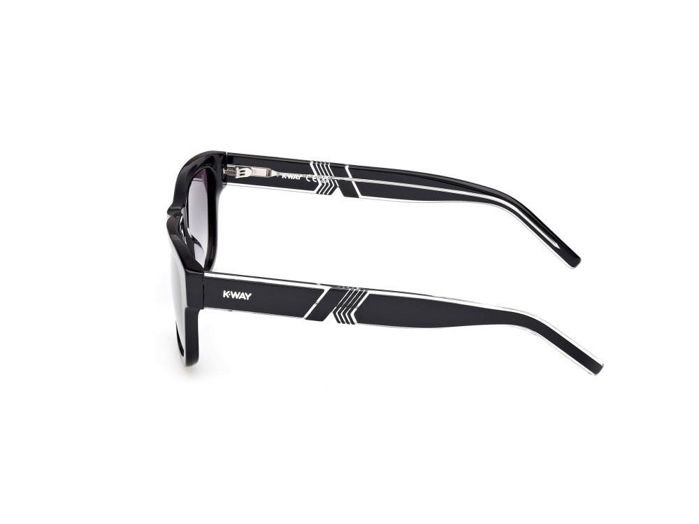 Occhiali da sole K-Way KW0009 (01B) colore nero lucido - nero/cristallo forma rettangolare lenti fumo grad.