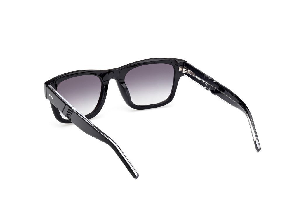 Occhiali da sole K-Way KW0009 (01B) colore nero lucido - nero/cristallo forma rettangolare lenti fumo grad.