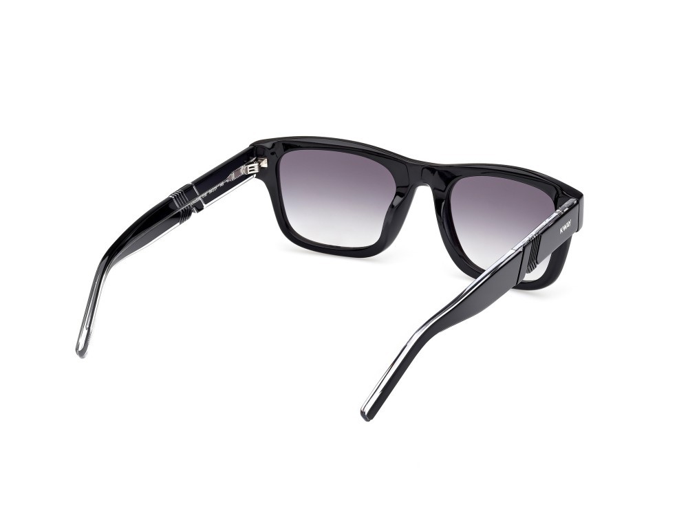 Occhiali da sole K-Way KW0009 (01B) colore nero lucido - nero/cristallo forma rettangolare lenti fumo grad.