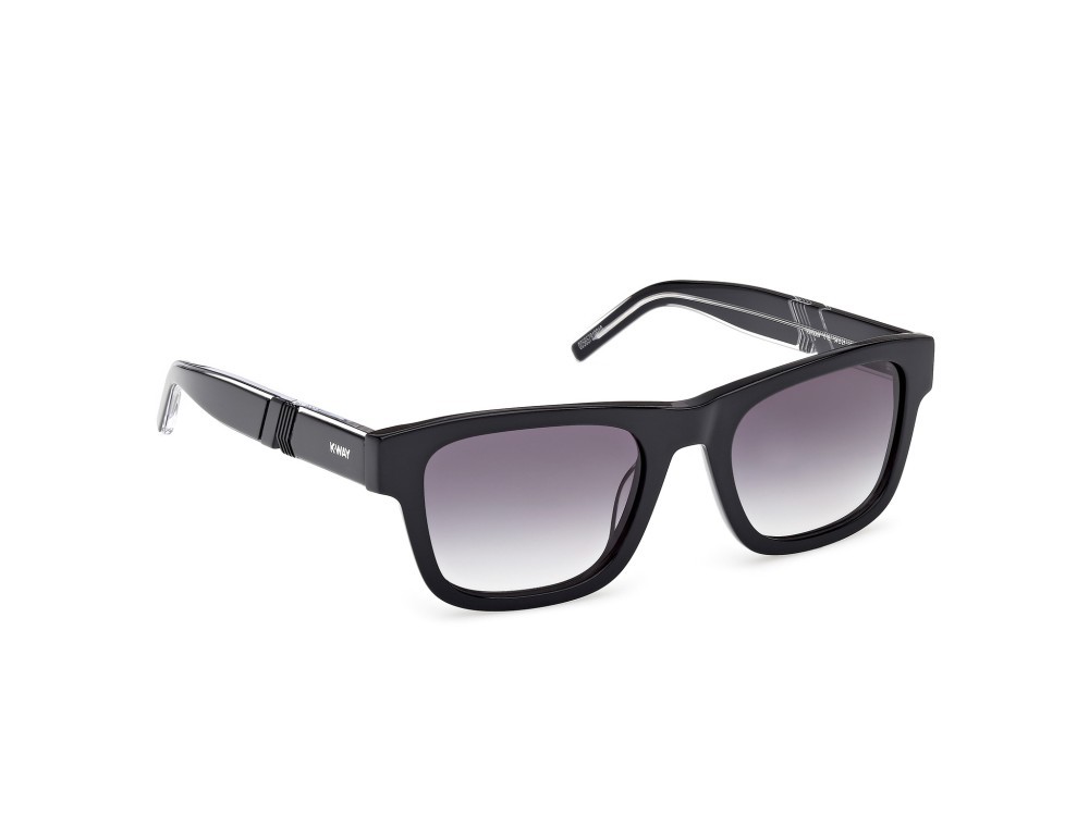 Occhiali da sole K-Way KW0009 (01B) colore nero lucido - nero/cristallo forma rettangolare lenti fumo grad.