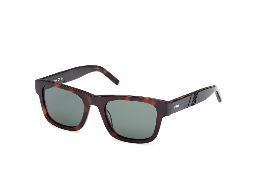 Occhiali da sole K-Way KW0009 (52N) colore avana scura - verde chiaro/monocolore forma rettangolare lenti verde