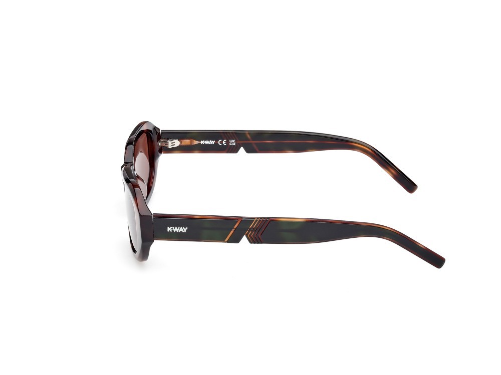 Occhiali da sole K-Way KW0010 (52E) colore avana scura - verde chiaro/monocolore forma geometrico lenti marrone