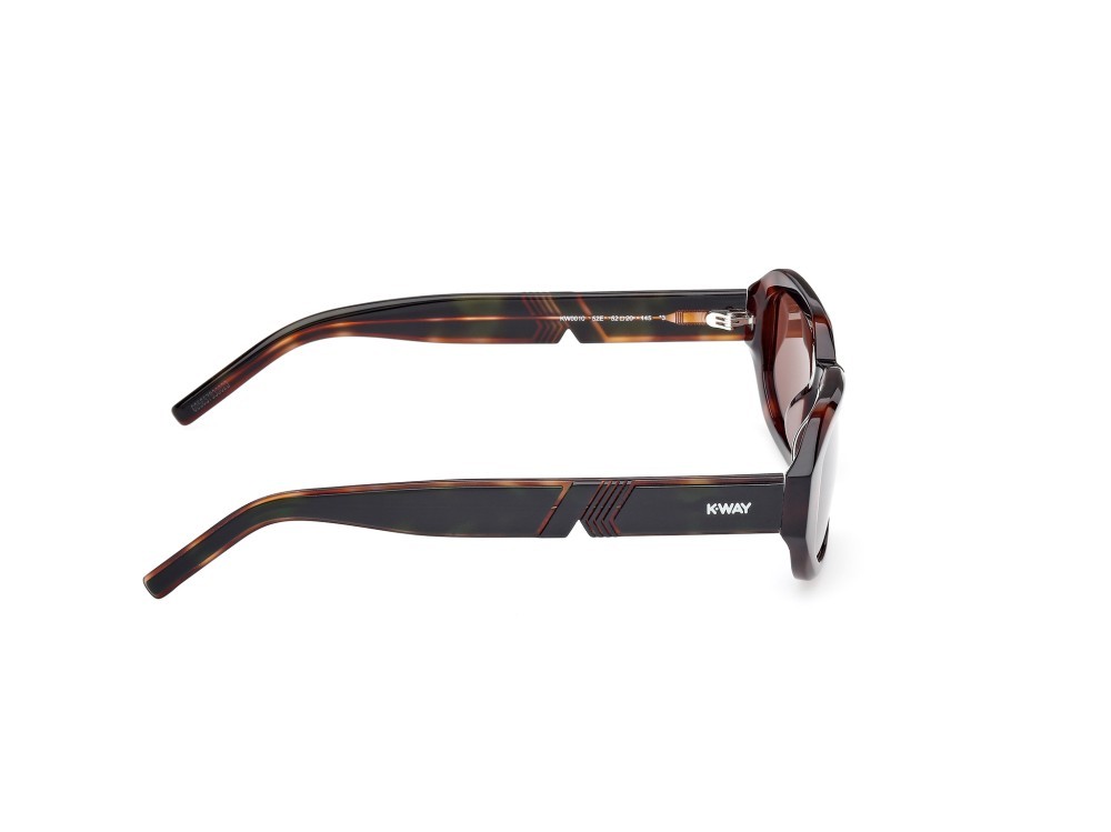 Occhiali da sole K-Way KW0010 (52E) colore avana scura - verde chiaro/monocolore forma geometrico lenti marrone