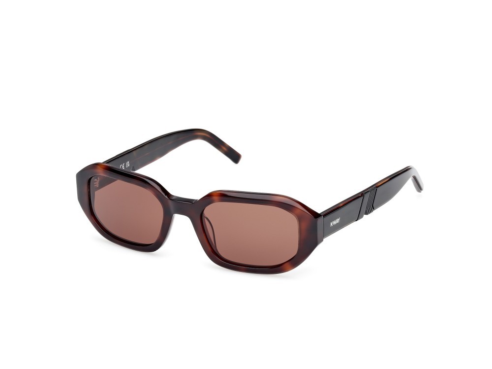 Occhiali da sole K-Way KW0010 (52E) colore avana scura - verde chiaro/monocolore forma geometrico lenti marrone