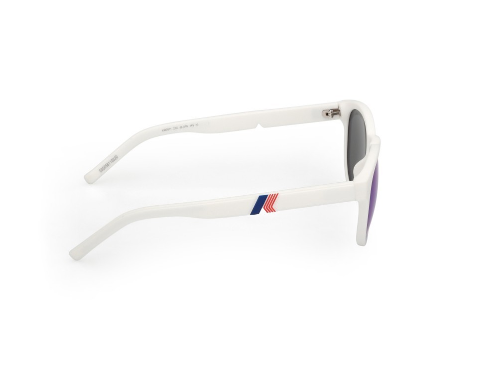 Occhiali da sole K-Way KW0011 (21X) colore bianco opaco forma rotondo lenti blu specchiato
