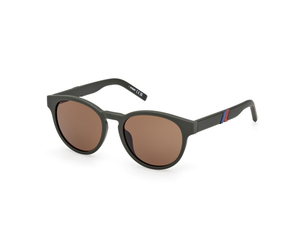 Occhiali da sole K-Way KW0011 (97H) colore verde scuro opaco  forma rotondo lenti marrone polarizzato