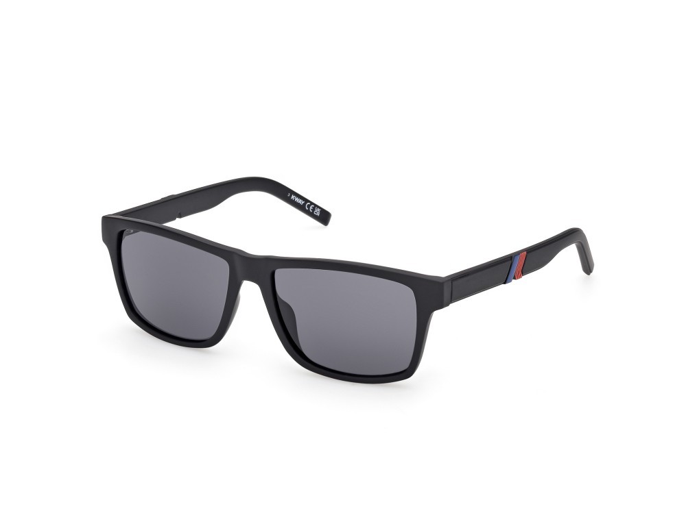 Occhiali da sole K-Way KW0012 (02A) colore nero opaco forma rettangolare lenti fumo