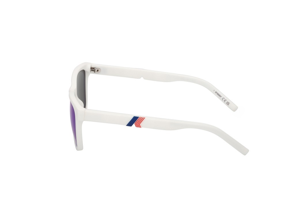 Occhiali da sole K-Way KW0014 (21X) colore bianco opaco forma rettangolare lenti blu specchiato