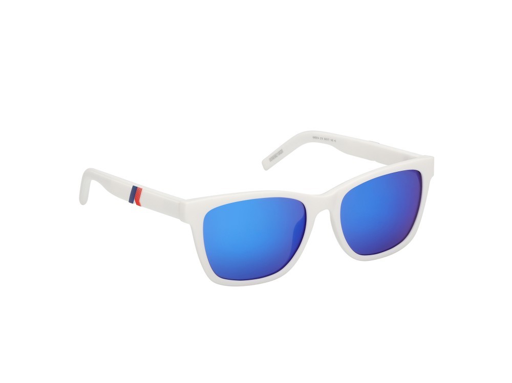 Occhiali da sole K-Way KW0014 (21X) colore bianco opaco forma rettangolare lenti blu specchiato