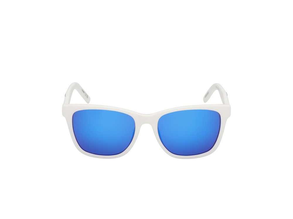 Occhiali da sole K-Way KW0014 (21X) colore bianco opaco forma rettangolare lenti blu specchiato