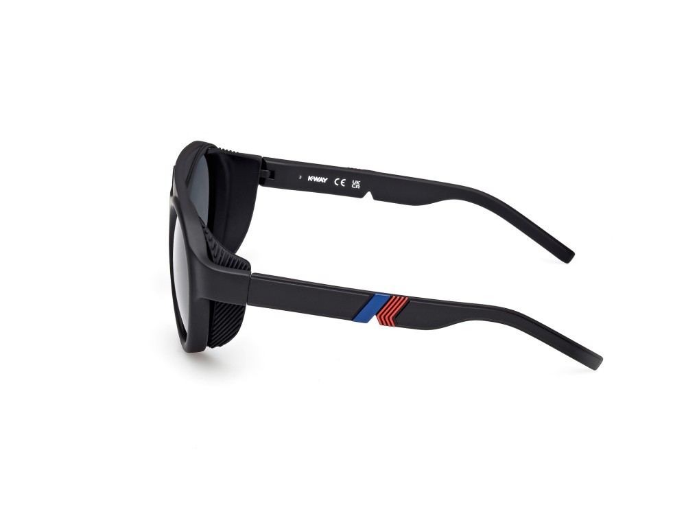 Occhiali da sole K-Way KW0015 (02D) colore nero opaco forma rotondo lenti fumo polar.