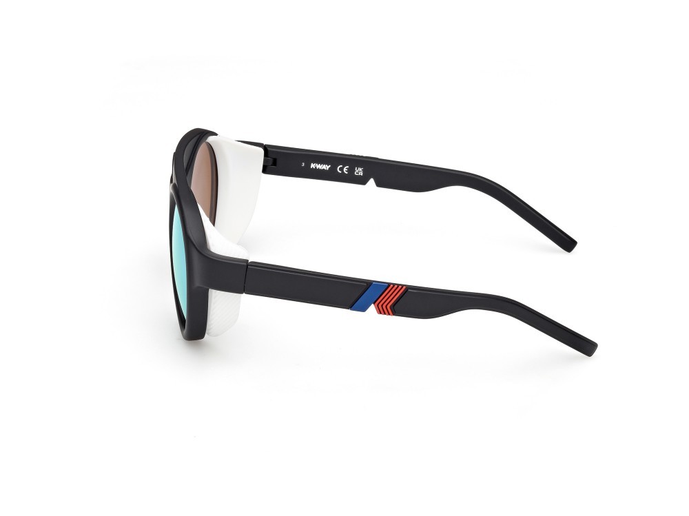 Sunglasses K-Way KW0015 (02Q) color nero opaco shape round lenses verde specchiato