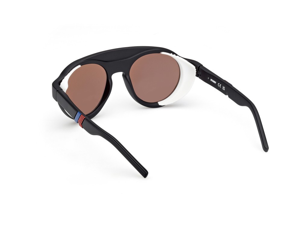 Sunglasses K-Way KW0015 (02Q) color nero opaco shape round lenses verde specchiato