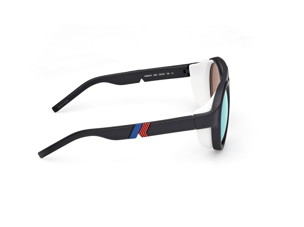 Sunglasses K-Way KW0015 (02Q) color nero opaco shape round lenses verde specchiato