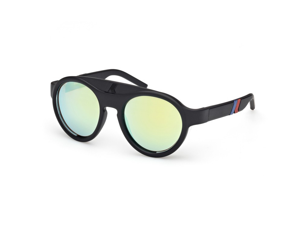 Sunglasses K-Way KW0015 (02Q) color nero opaco shape round lenses verde specchiato