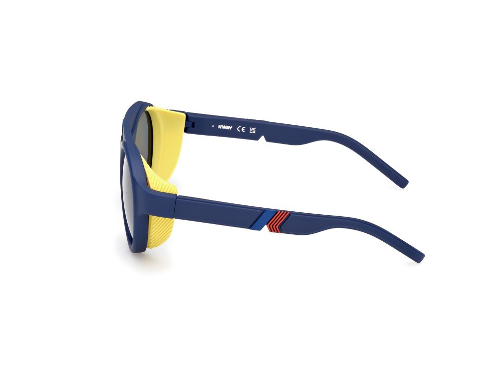 Sunglasses K-Way KW0015 (91V) color blu opaco shape round lenses blu