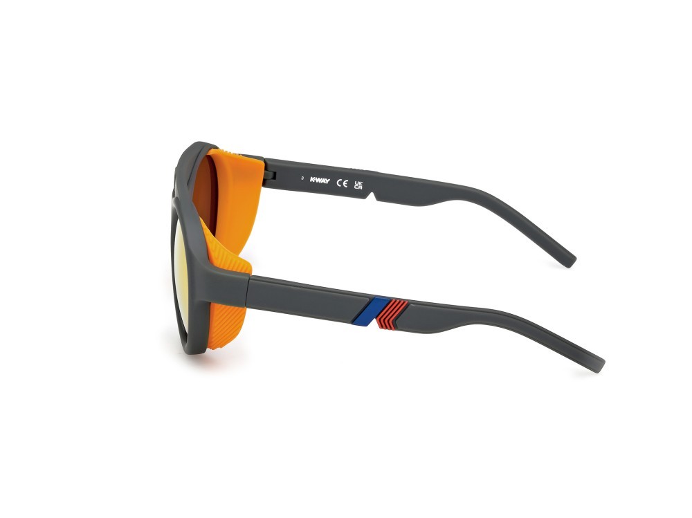 Occhiali da sole K-Way KW0015 (97L) colore verde scuro opaco forma rotondo lenti roviex specchiato