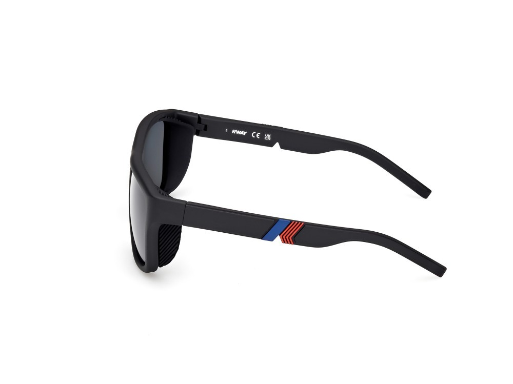 Occhiali da sole K-Way KW0016 (02D) colore nero opaco forma rettangolare lenti fumo polar.