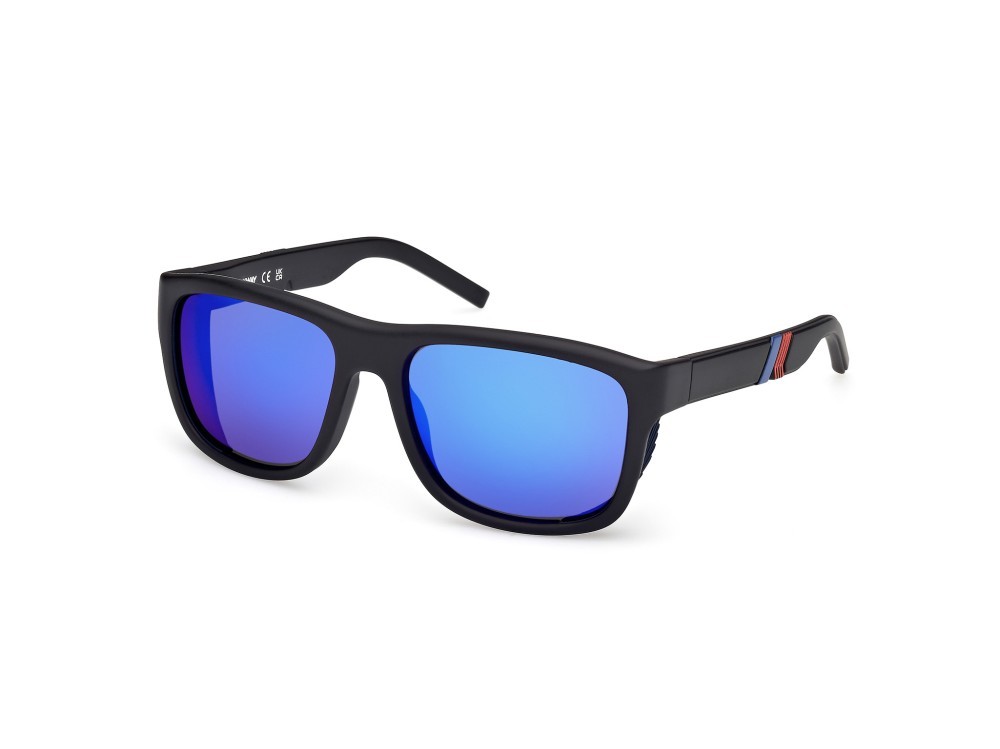 Occhiali da sole K-Way KW0016 (02X) colore nero opaco forma rettangolare lenti blu specchiato