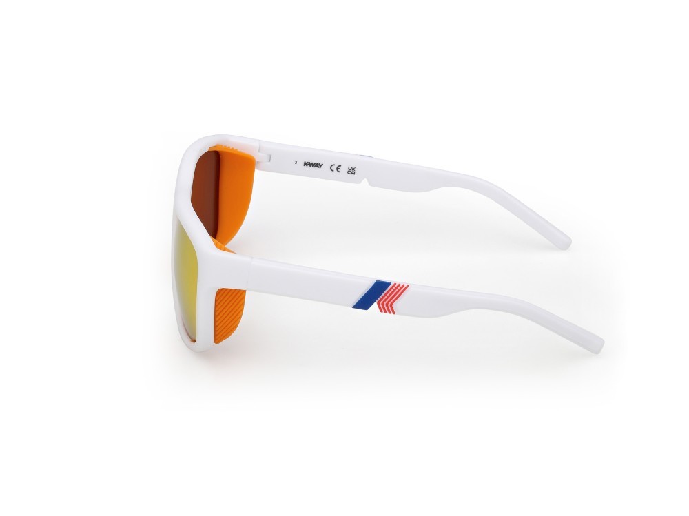Occhiali da sole K-Way KW0016 (21L) colore bianco opaco forma rettangolare lenti roviex specchiato