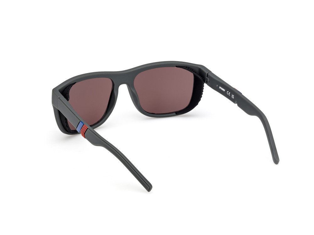 Occhiali da sole K-Way KW0016 (97G) colore verde scuro opaco forma rettangolare lenti marrone specchiato