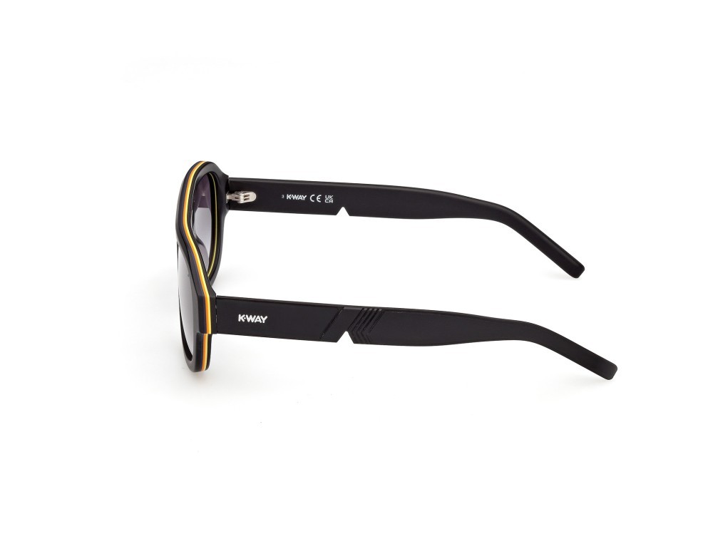 Occhiali da sole K-Way KW0017 (02B) colore nero opaco forma aviator lenti fumo grad.