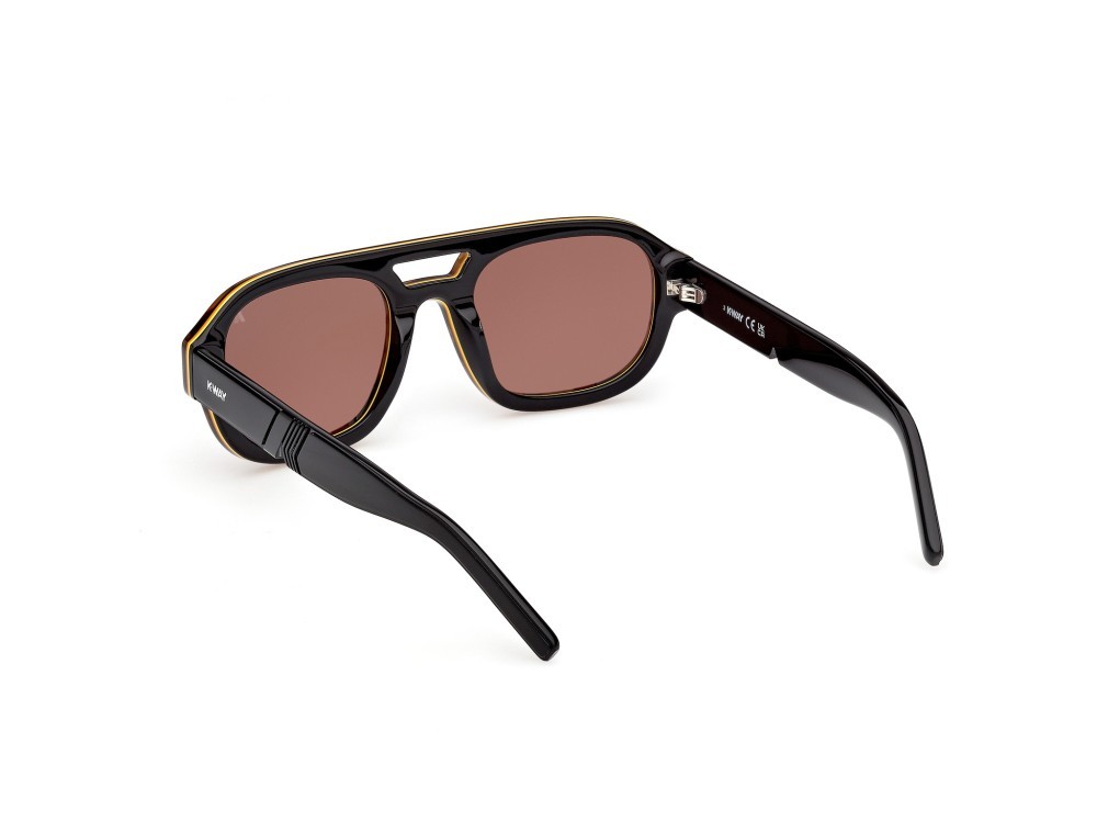 Occhiali da sole K-Way KW0017 (52E) colore avana scura - nero lucido forma aviator lenti marrone