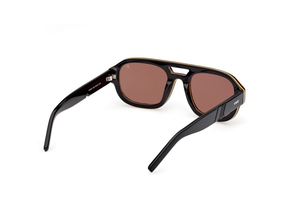 Occhiali da sole K-Way KW0017 (52E) colore avana scura - nero lucido forma aviator lenti marrone