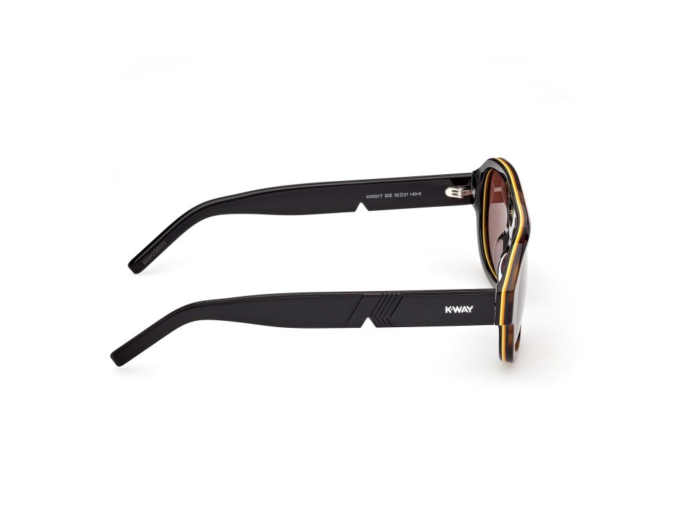 Occhiali da sole K-Way KW0017 (52E) colore avana scura - nero lucido forma aviator lenti marrone