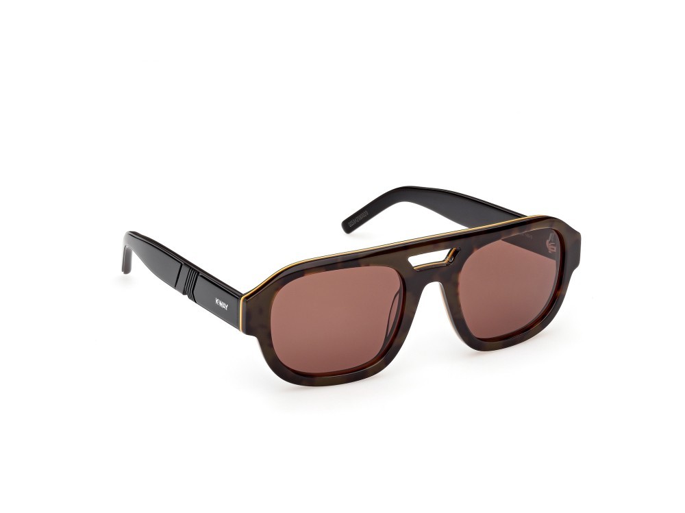 Occhiali da sole K-Way KW0017 (52E) colore avana scura - nero lucido forma aviator lenti marrone