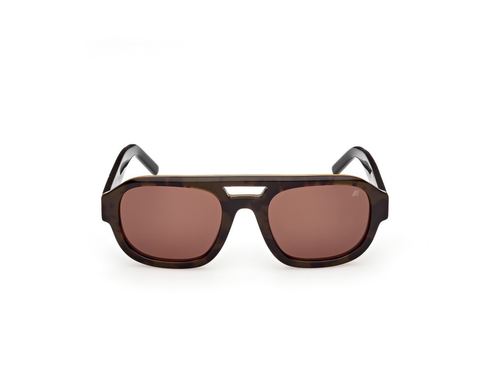 Occhiali da sole K-Way KW0017 (52E) colore avana scura - nero lucido forma aviator lenti marrone