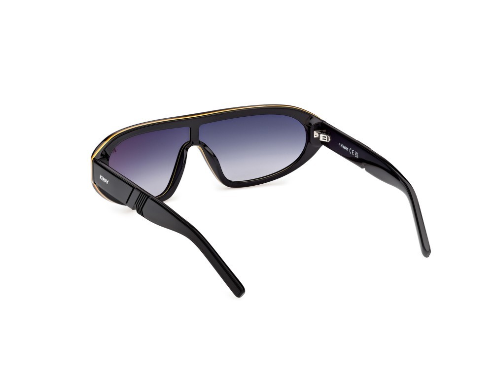 Occhiali da sole K-Way KW0018 (01B) colore nero lucido forma mask lenti fumo grad.