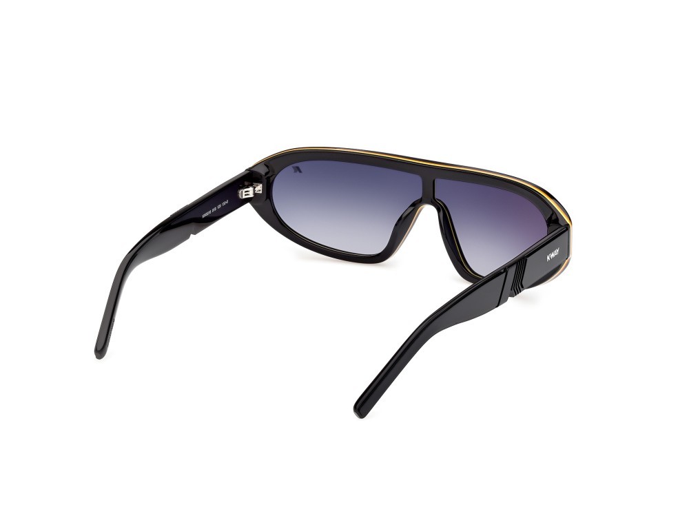 Occhiali da sole K-Way KW0018 (01B) colore nero lucido forma mask lenti fumo grad.