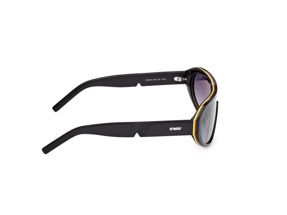 Occhiali da sole K-Way KW0018 (01B) colore nero lucido forma mask lenti fumo grad.