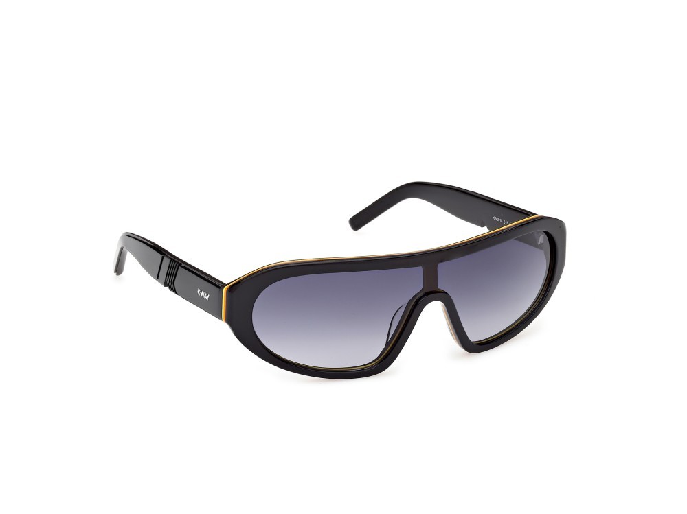 Occhiali da sole K-Way KW0018 (01B) colore nero lucido forma mask lenti fumo grad.