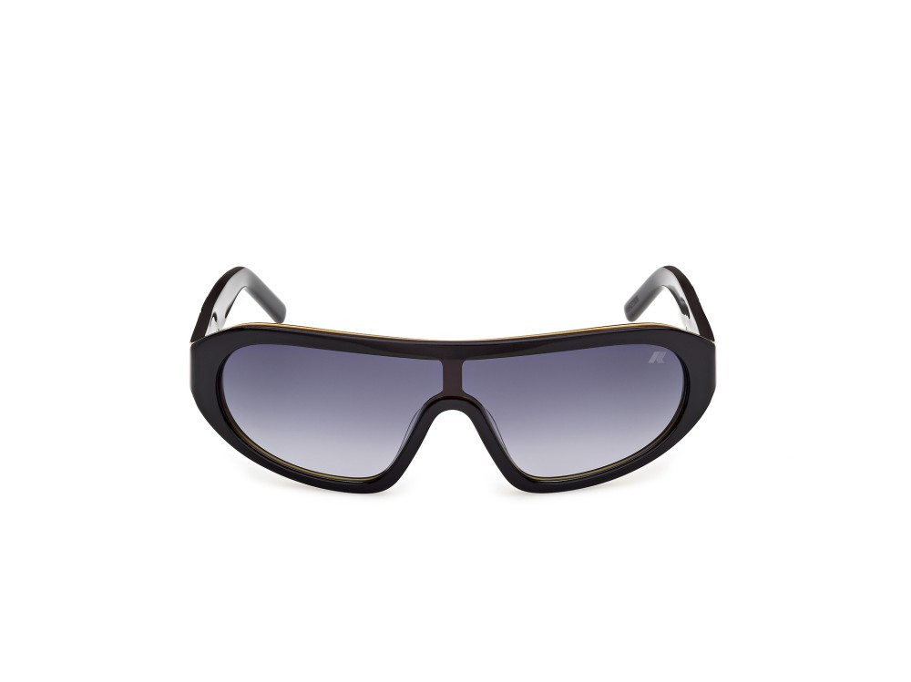 Occhiali da sole K-Way KW0018 (01B) colore nero lucido forma mask lenti fumo grad.