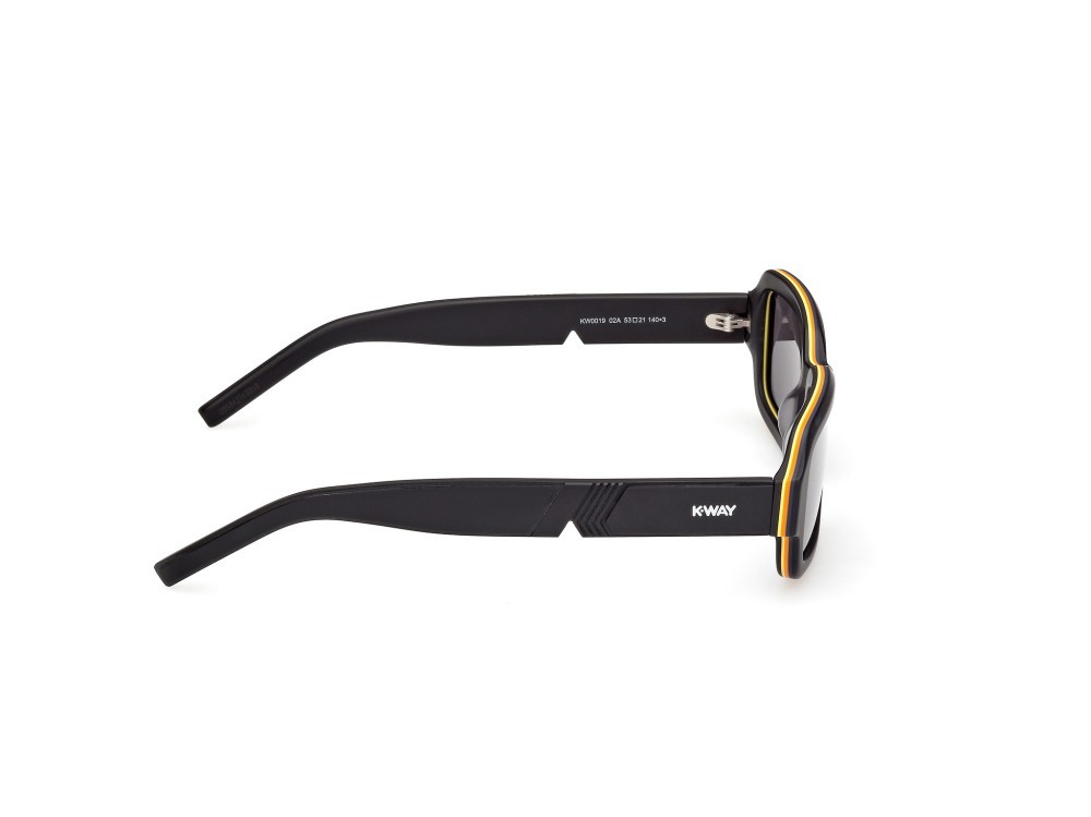 Occhiali da sole K-Way KW0019 (02A) colore nero opaco  forma rettangolare lenti fumo