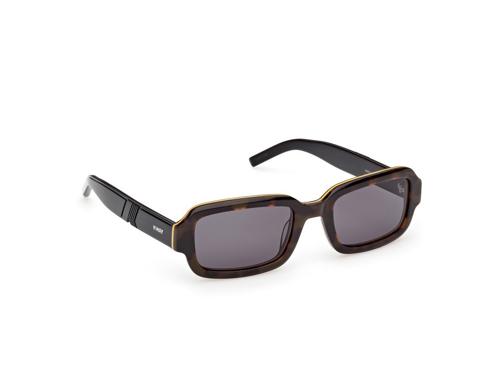Occhiali da sole K-Way KW0019 (52N) colore avana scura - nero lucido forma rettangolare lenti fumo